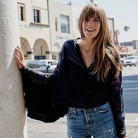 Free People Delhi Moon Boho Embroidered Top - Picture 3 of 9